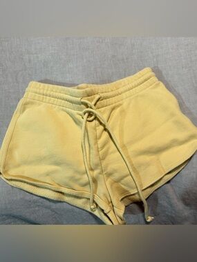 Aritzia Yellow Drawstring Terry Shorts
